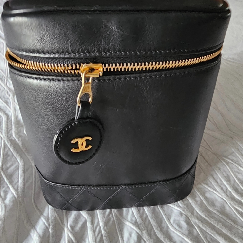 Chanel Black Leather Vanity Case